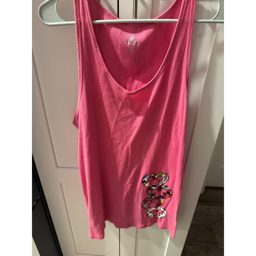 Disney Parks Pink Ribbed Tank Top Mickey Mouse Graphic XXL Womens Sleeveless